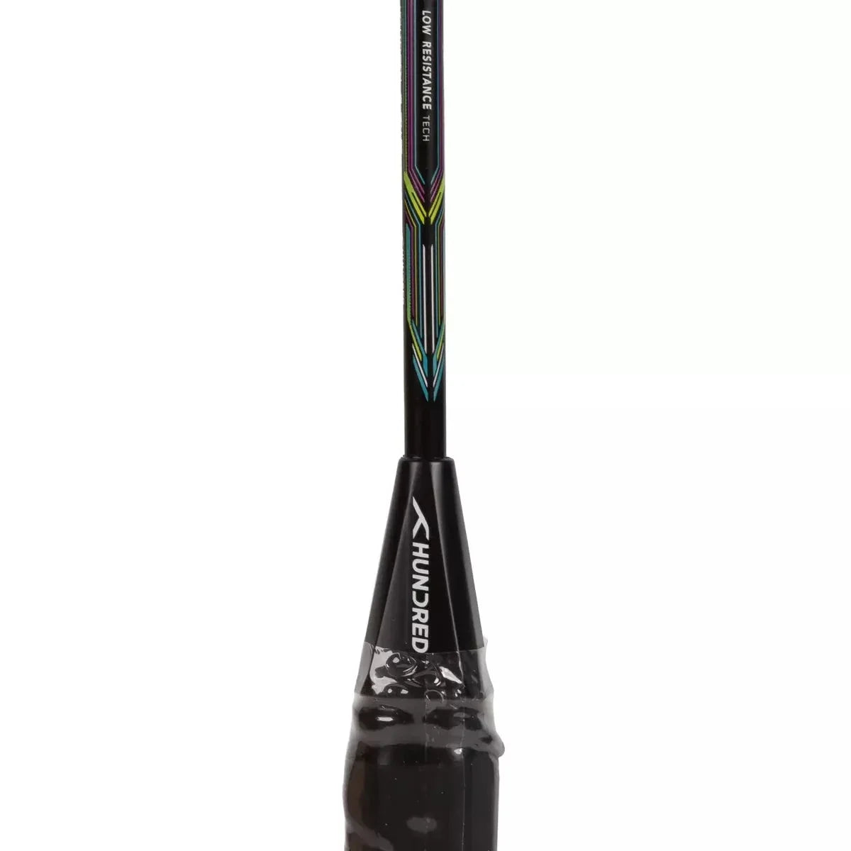 Hundred Powertek 200 Badminton Racket, Black, close-up detail