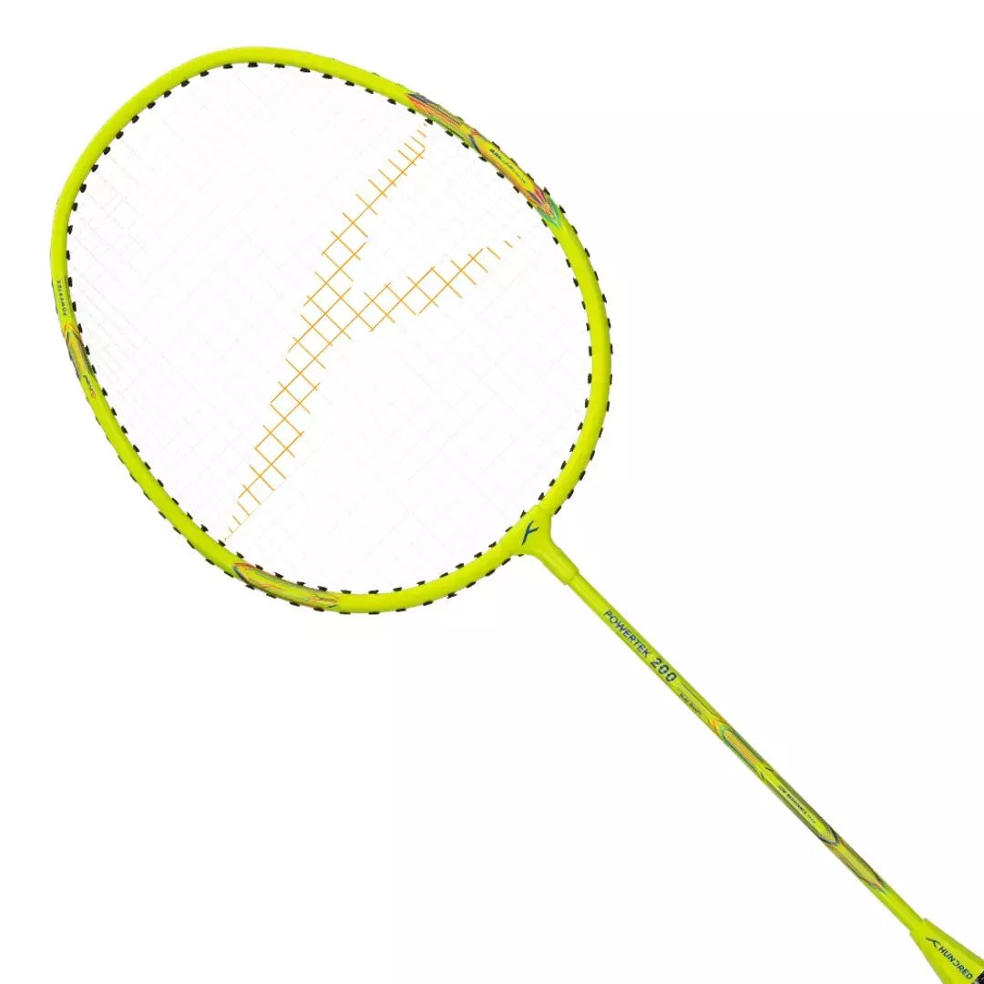 Hundred Powertek 200 2U Badminton Racket - Neon Green Badminton Rackets Hundred