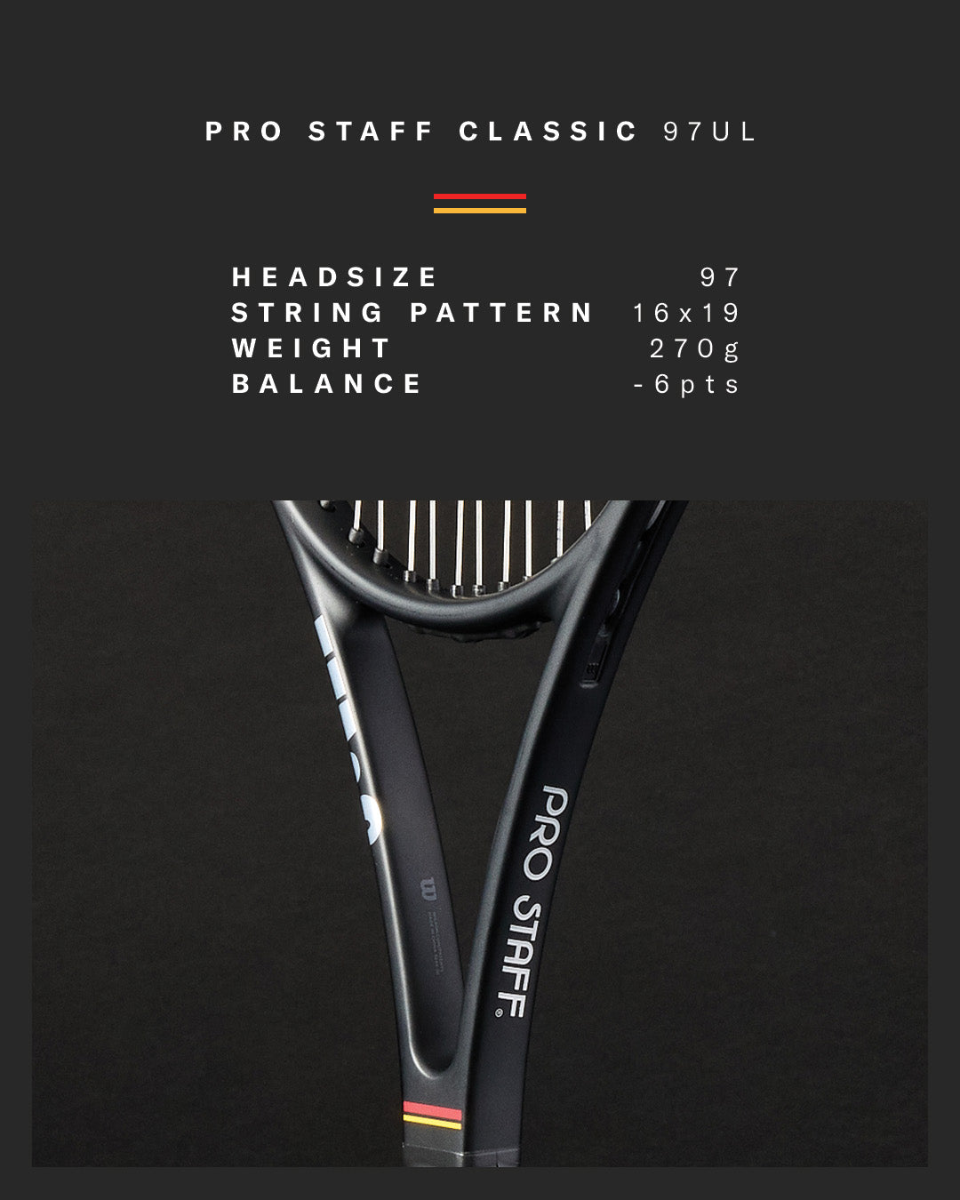 Wilson Pro Staff 97UL Classic 2026 Tennis Racket, Black, back view
