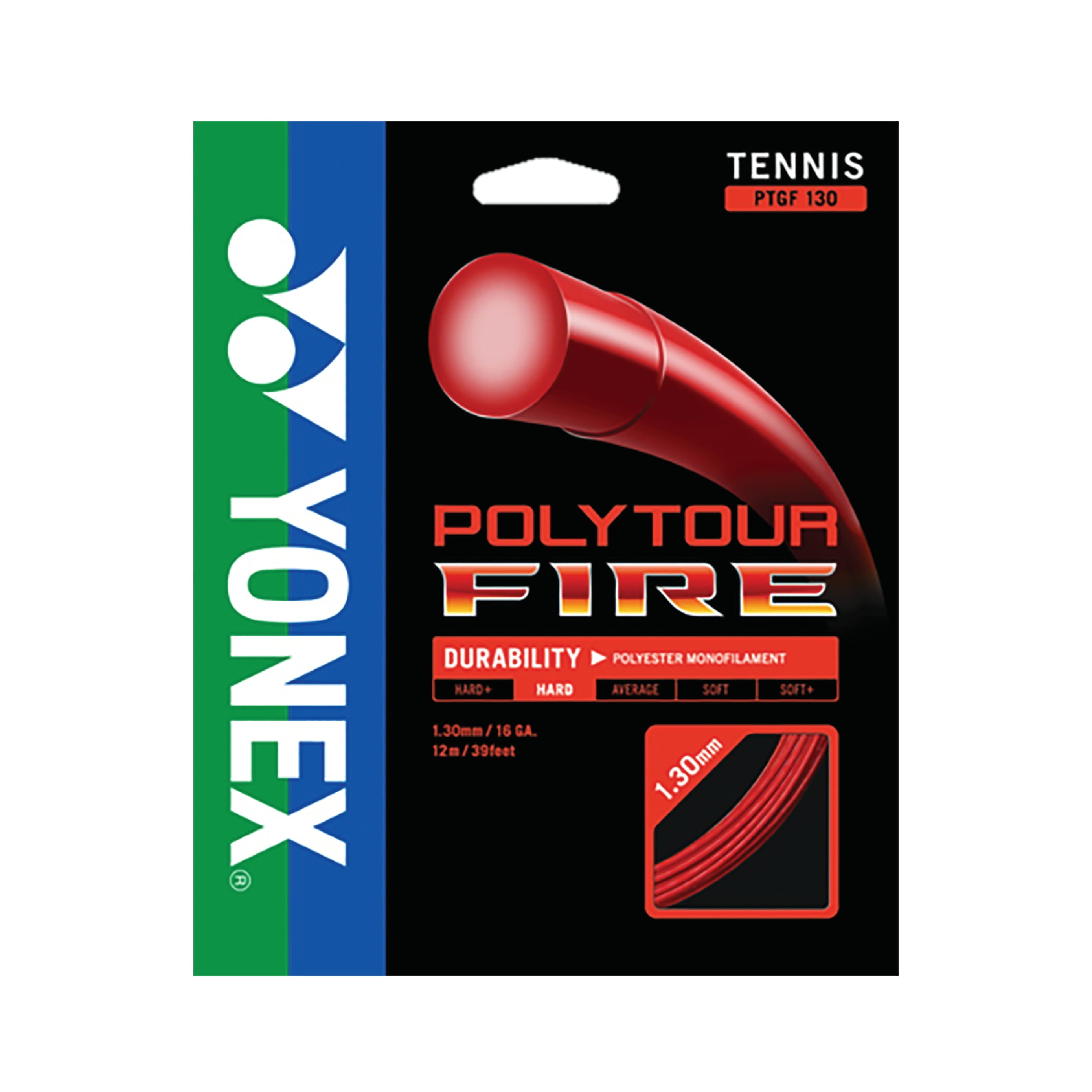 Yonex Polytour Fire 16 1.30mm Tennis String 12m Set RED String (Packs) Yonex