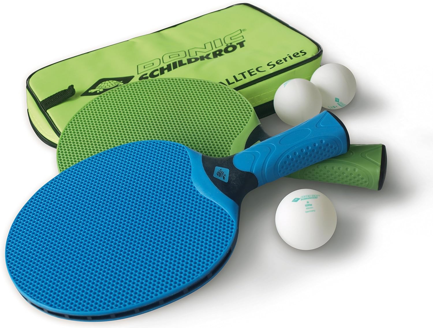 Donic-Schildkrot Alltec Hobby Paddle & Balls Set - Blue/Green Table Tennis Paddle Donic-Schildkroet