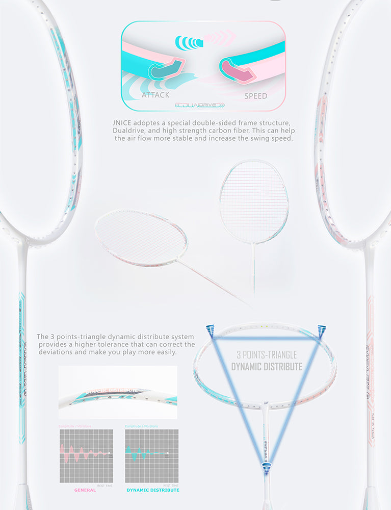 Jnice Duplex 6 Badminton Racket Unstrung RDPX-6, Pink/Blue, view 15
