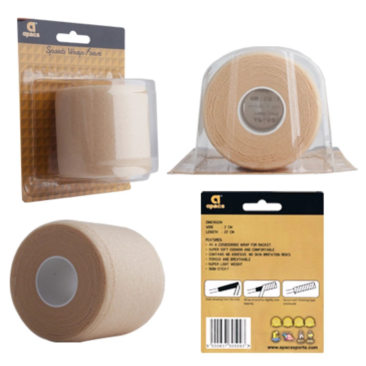 Apacs Foam Grip Underwrap (Beige) Beige One Size Grips Apacs