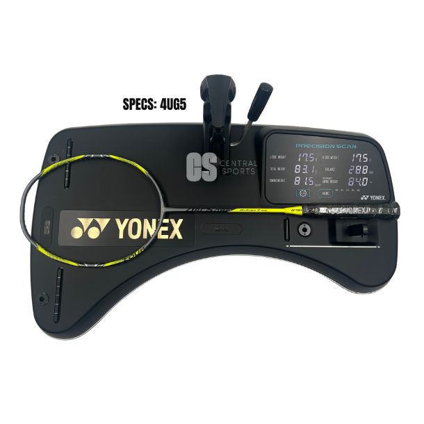 Yonex Arcsaber 7 Tour Badminton Racket, Gray/Yellow, back view