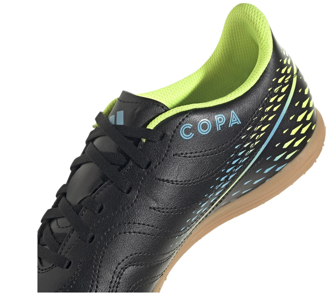Adidas Copa Sense.4 Flexible Football shoes, Black/Bright Cyan/Solar Yellow, back view