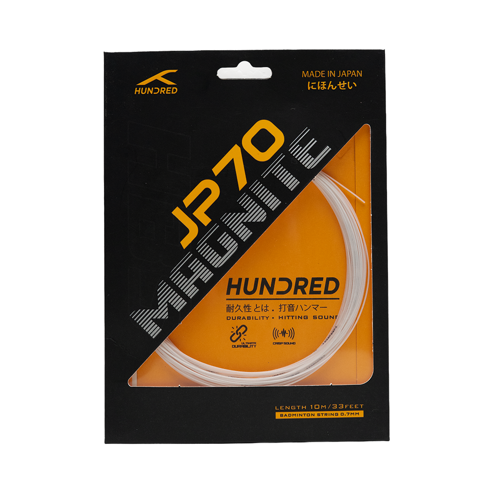 Hundred JP70 Magnite badminton string reel, Ice White, front view