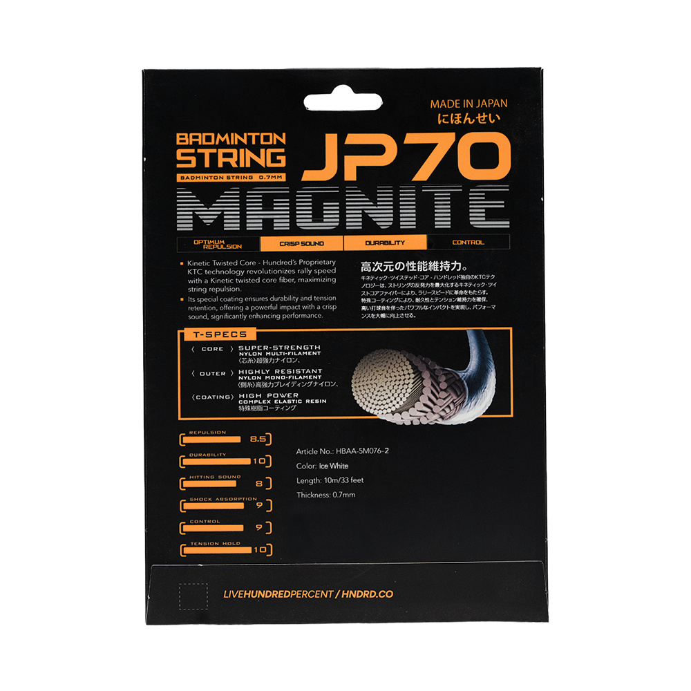 Hundred JP70 Magnite Badminton String Reel - Ice White, 0.70mm/200m Badminton String Hundred