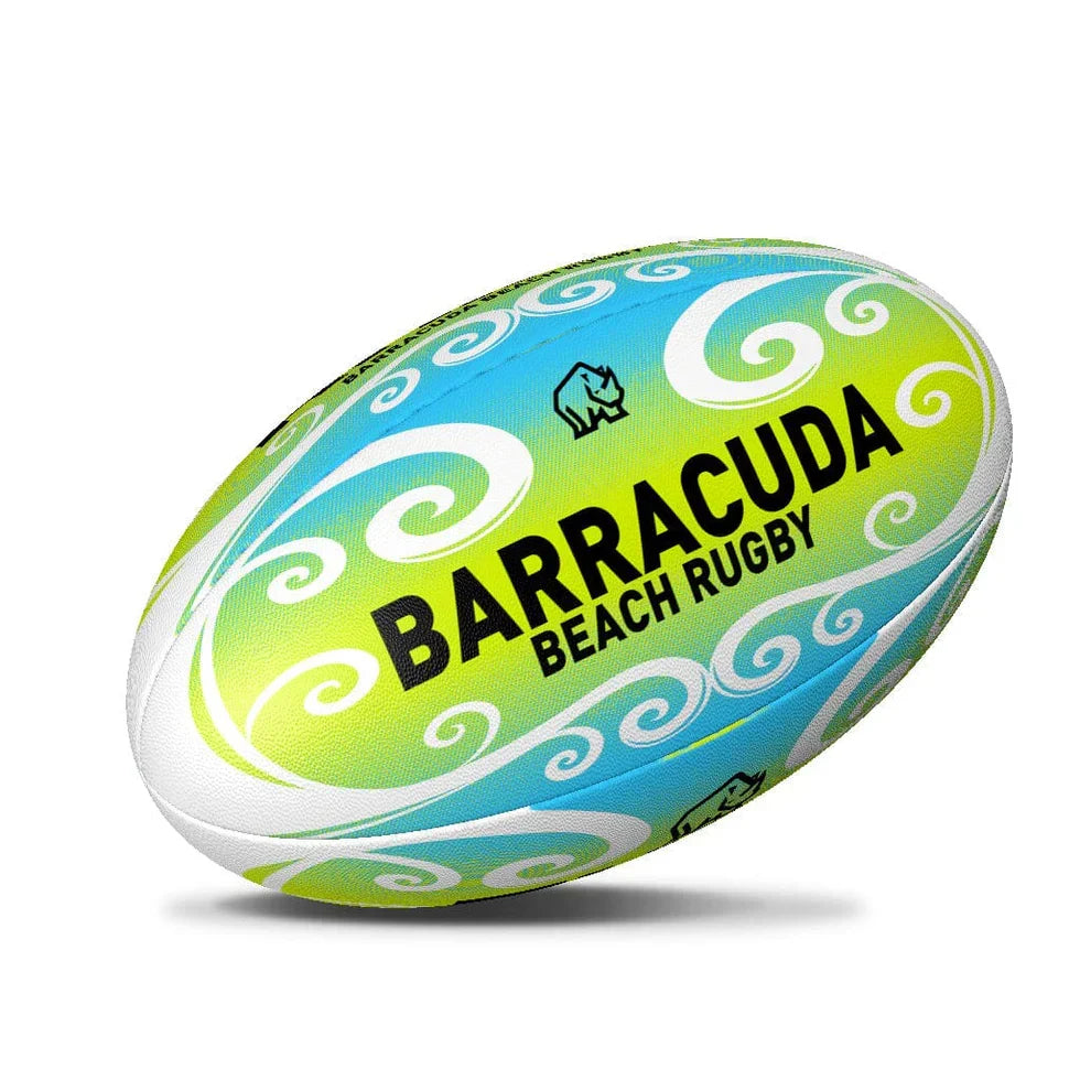 Rhino Barracuda Beach Rugby Ball, Lime, back view