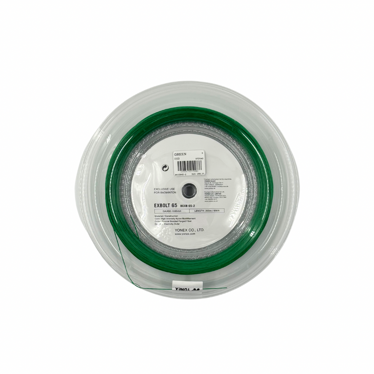 Yonex Exbolt 65 Badminton String 200m - Green String (Reel) Yonex