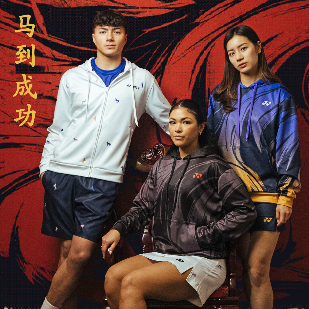 Yonex War Horse – Unisex Overhead Hoodie (Black) Yonex CNY2026 Hood Sweat B Unisex Clothing Yonex