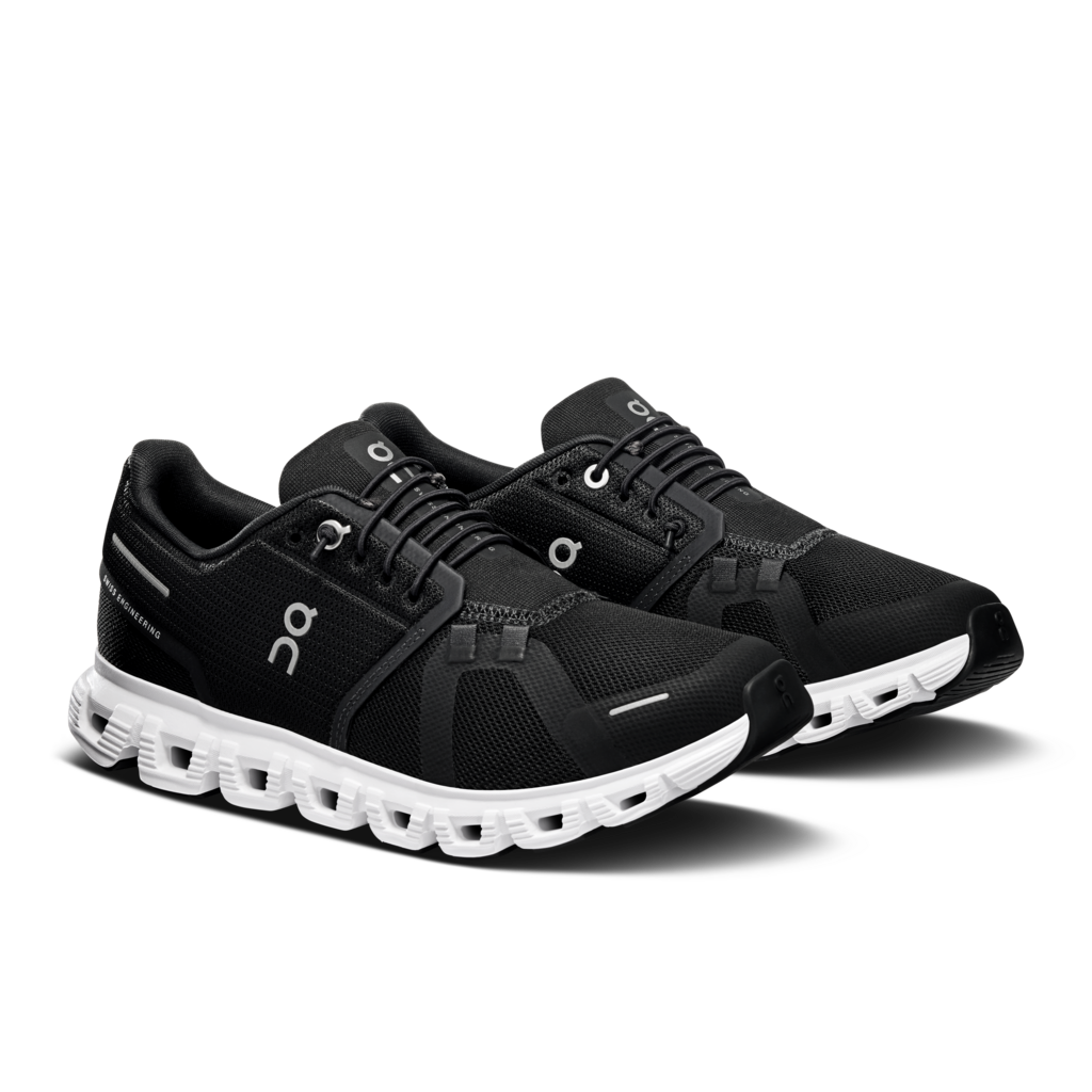 On Cloud 6 Running Shoes Women - Black/White Running Shoes On Running