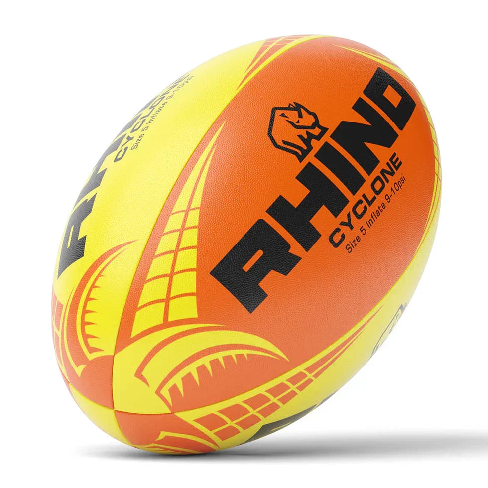 Rhino Cyclone Rugby Training Ball Orange Yellow Rugby Training Ball Rhino