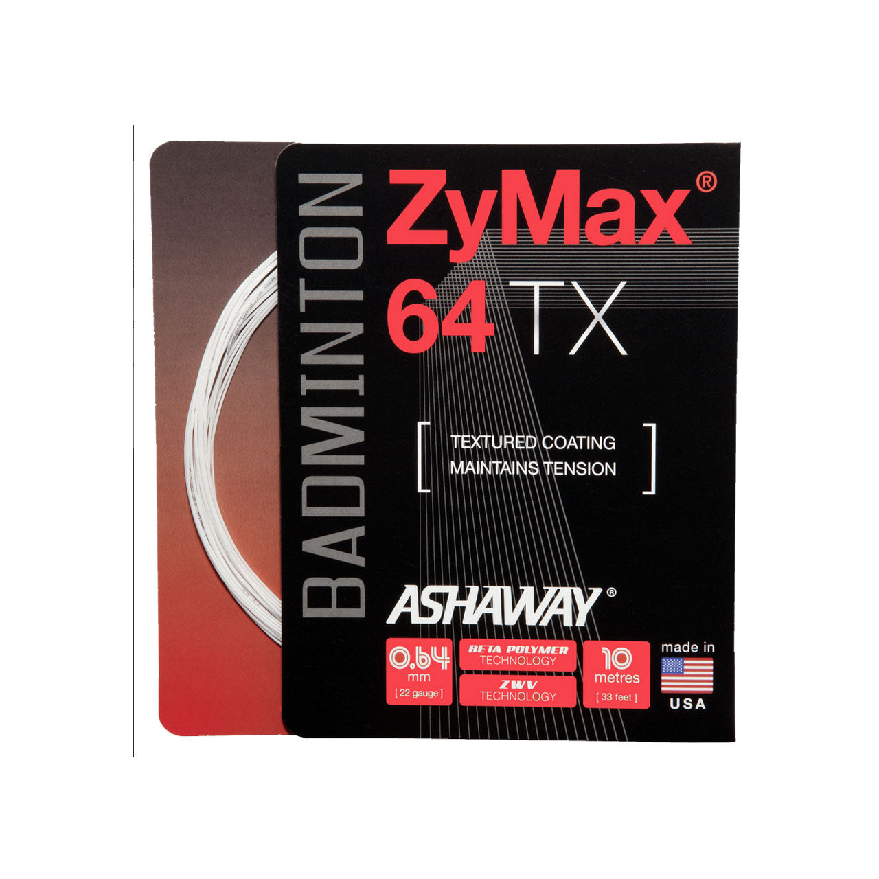Ashaway Zymax 64TX Badminton String Set - White White 10m Set Clearance Ashaway