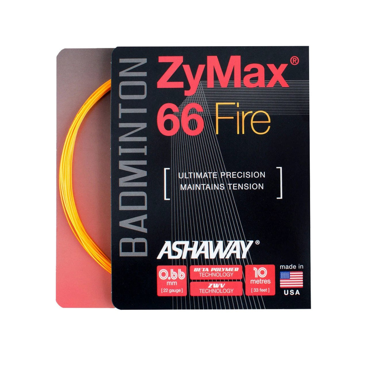 Ashaway ZyMax 66 Fire String (10m Set) Orange, back view