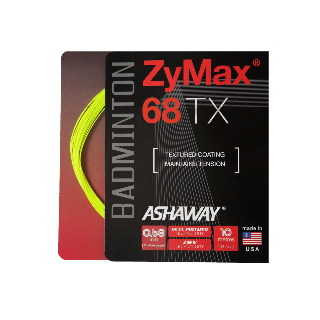 Ashaway Zymax 68TX String (10m Set) Yellow Yellow 10m Set Clearance Ashaway