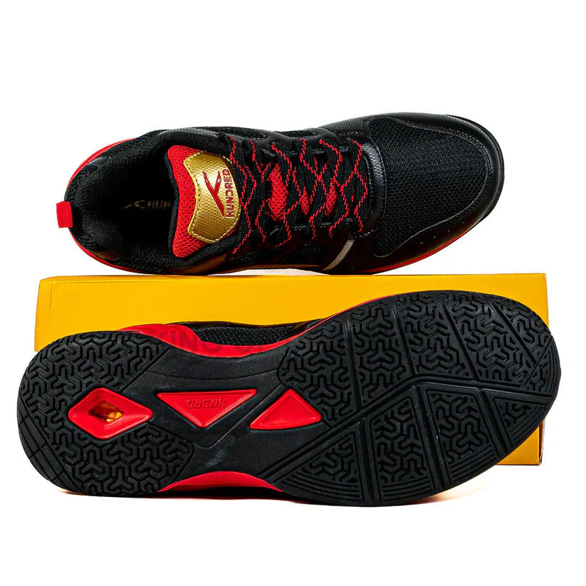 Hundred Blast Badminton Shoes - Black/Red/Gold Badminton Shoes Hundred