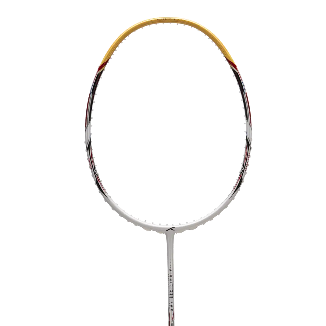 Hundred Atomic X 38 Power 3U Badminton Racket - White/Gold Badminton Rackets Hundred