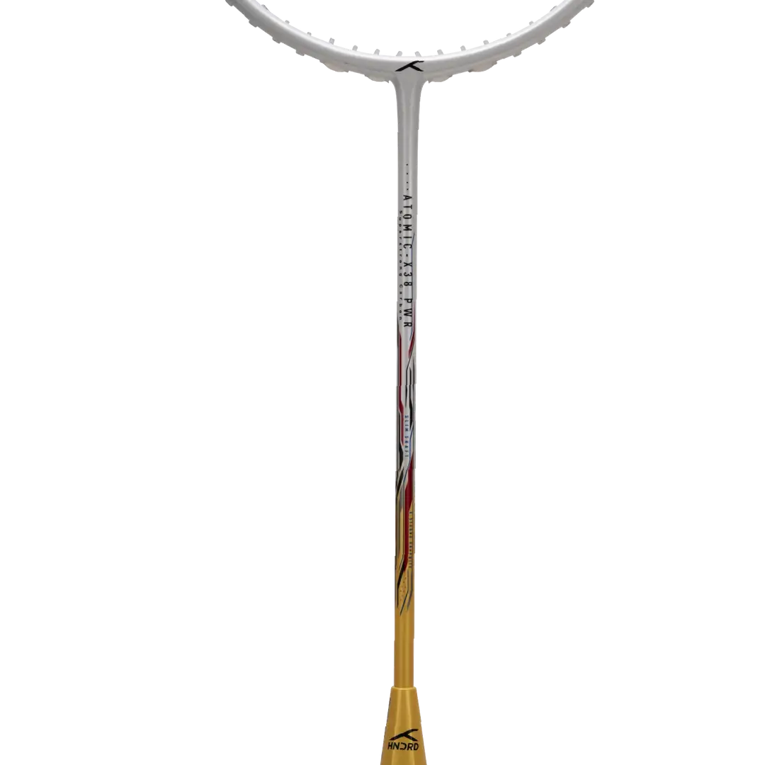 Hundred Atomic X 38 Power 3U Badminton Racket - White/Gold Badminton Rackets Hundred