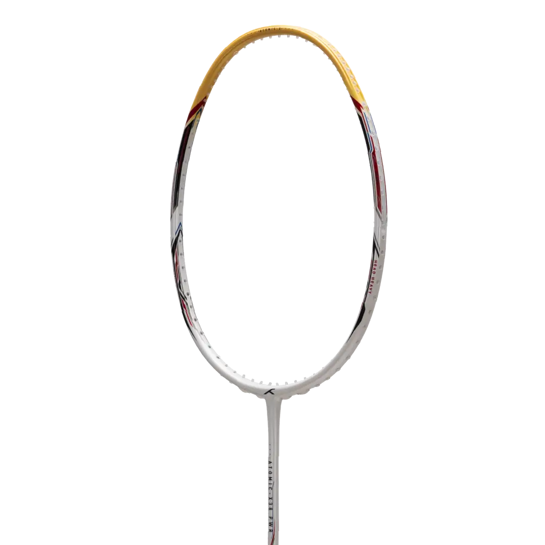 Hundred Atomic X 38 Power 3U Badminton Racket - White/Gold Badminton Rackets Hundred