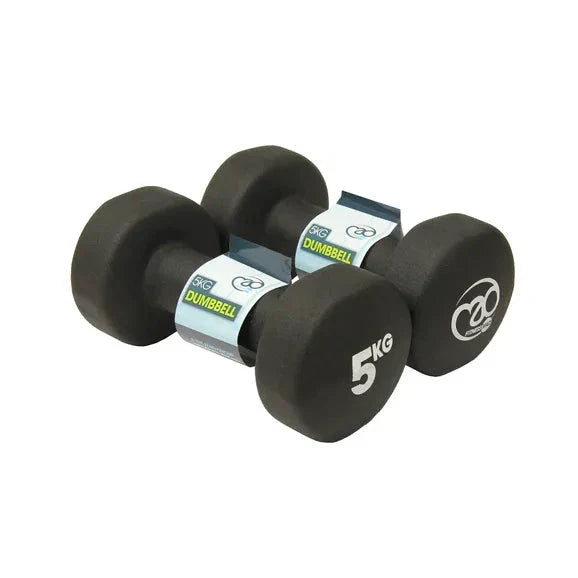 Fitness Mad FM Black Neoprene 5kg Dumbbells (Pair) BLACK One Size Exercise & Fitness Fitness Mad