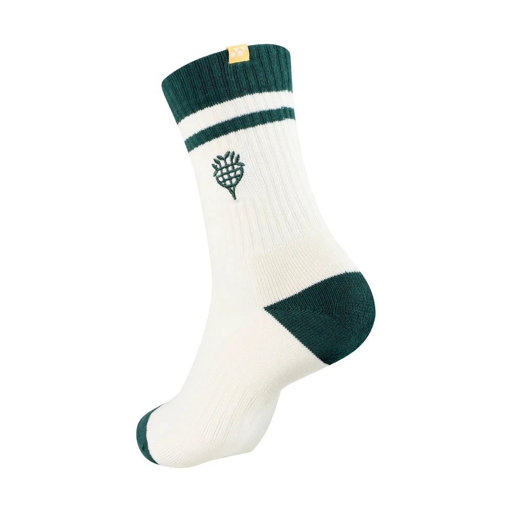 Yonex 19273EX Nature Sport Crew Socks Unisex - White/Green Clothing Yonex