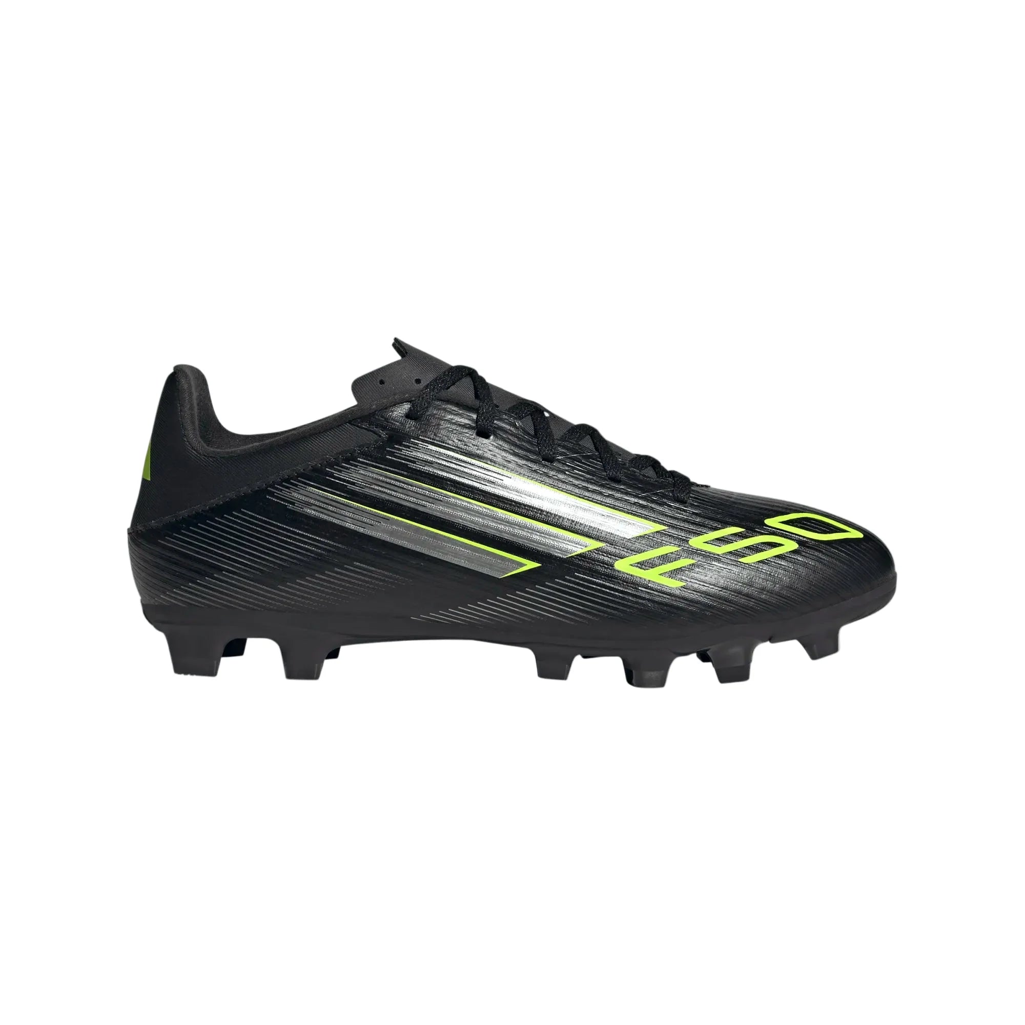 Adidas F50 Club FG/MG Football Shoe Unisex - Black/Lemon Core Black Iron Met Lucid Lemon shoes Adidas