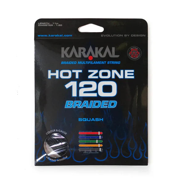 Karakal Hot Zone Braided 120 Squash String KA65100 11m BLACK Packs 10m String (Packs) Karakal