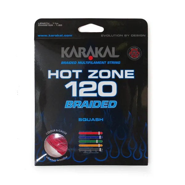 Karakal Hot Zone Braided 120 Squash String KA65100 11m RED Packs 10m String (Packs) Karakal