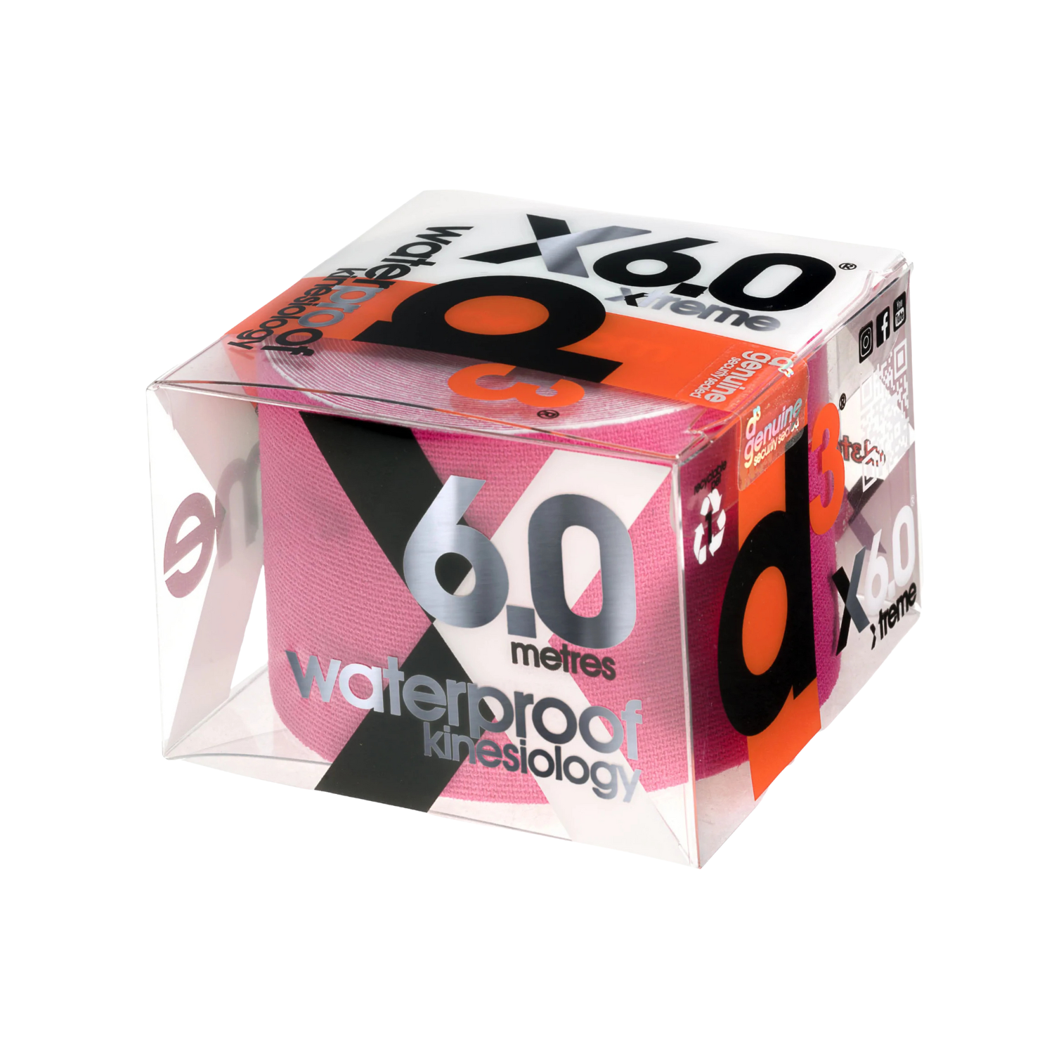D3 X6.0 Xtreme Kinesiology Tape (Pink) Pink 50mm x 6m Training Aids D3