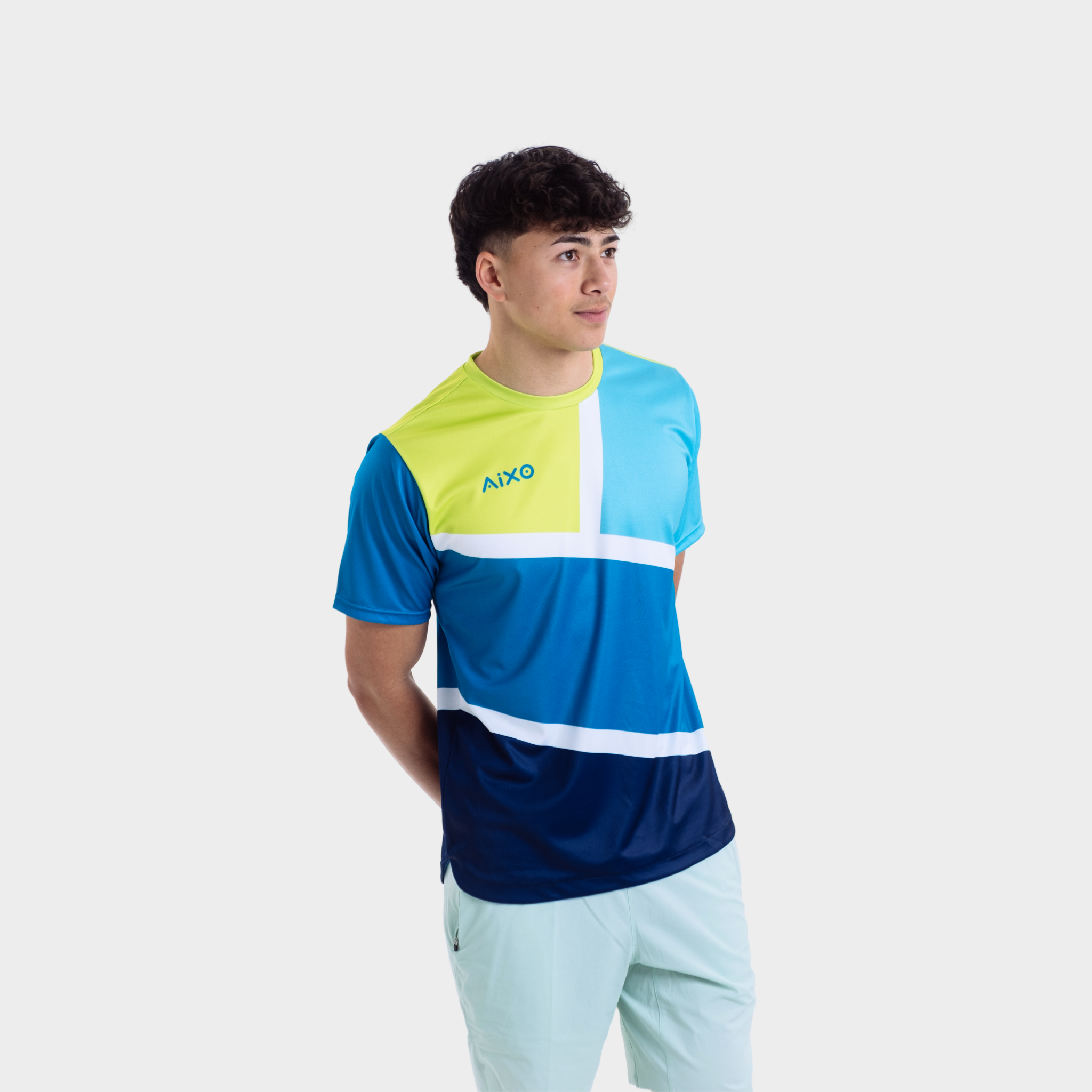 Aixo Court Mens T Shirt Teal T Shirt Aixo