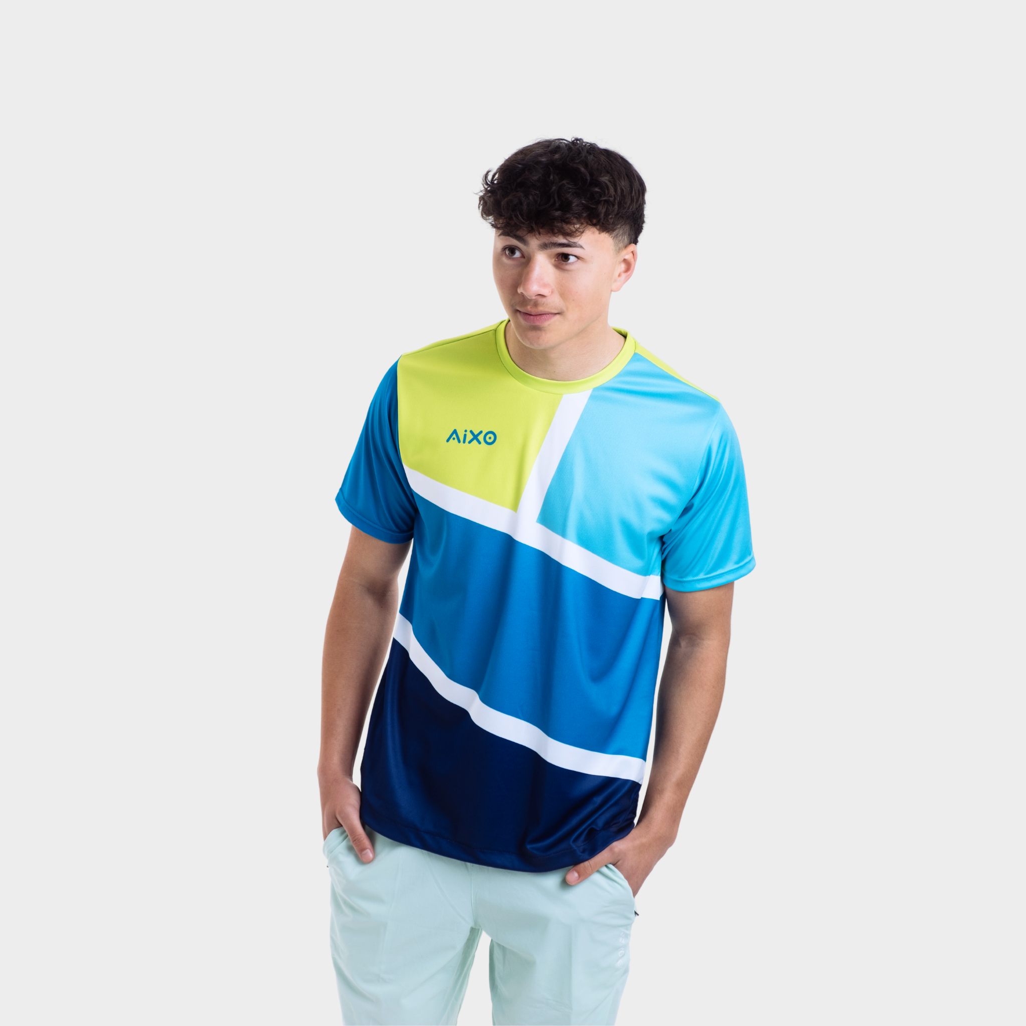 Aixo Court Mens T Shirt Teal T Shirt Aixo