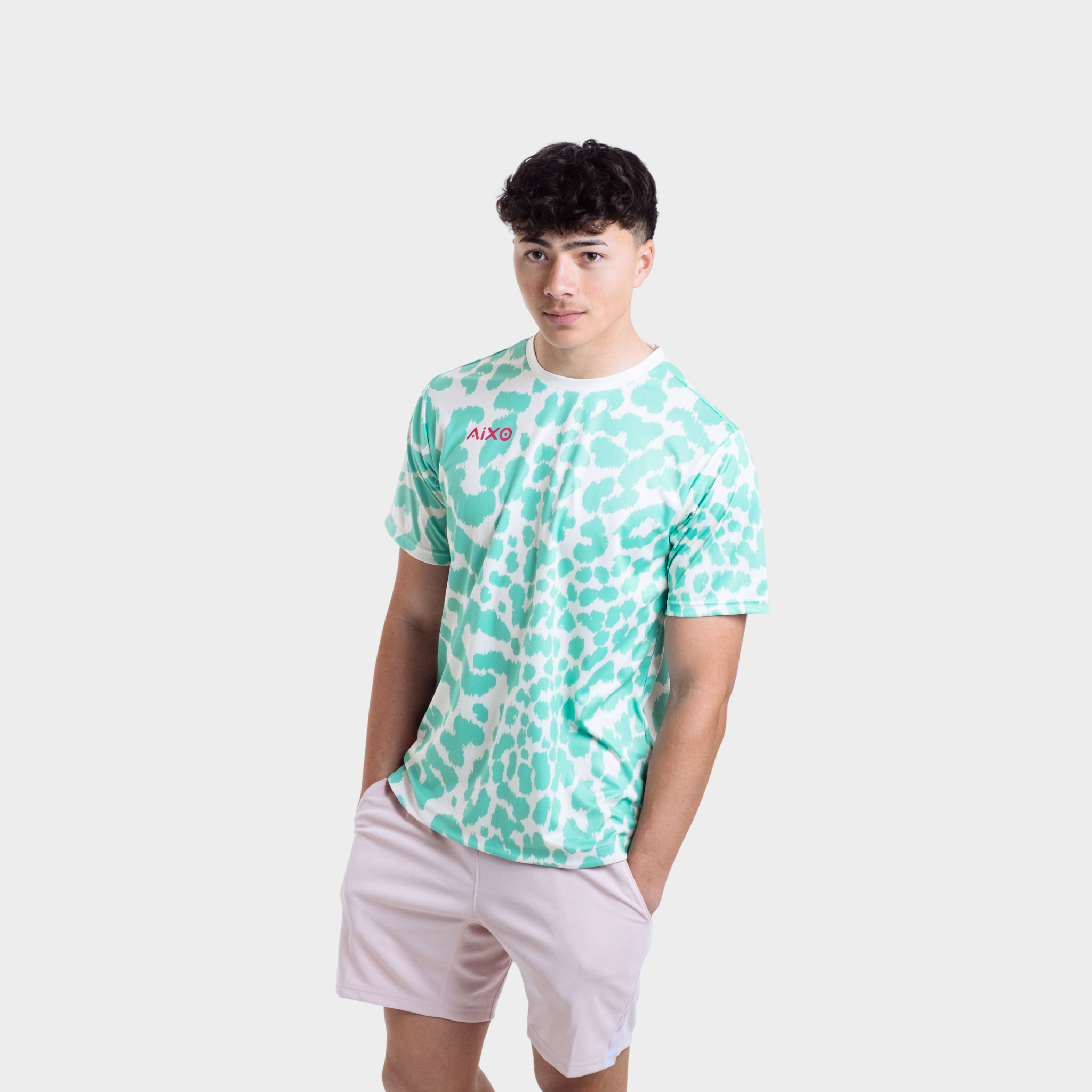 Aixo Leopard Mens T Shirt Ivory