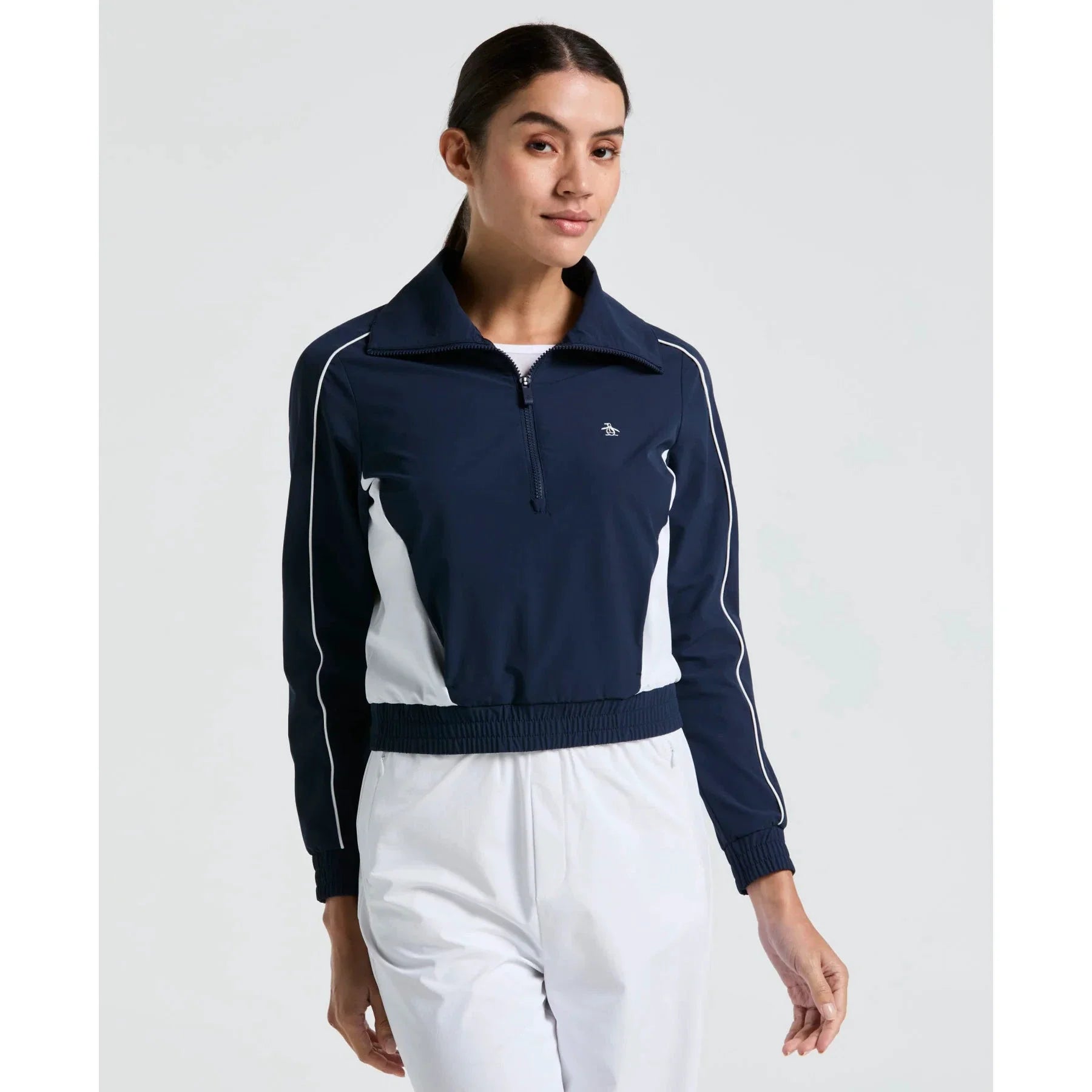 Original Penguin Cropped 1/4 Zip Colourblock (O1JSF002) Tennis Jacket Women Clothing Original Penguin