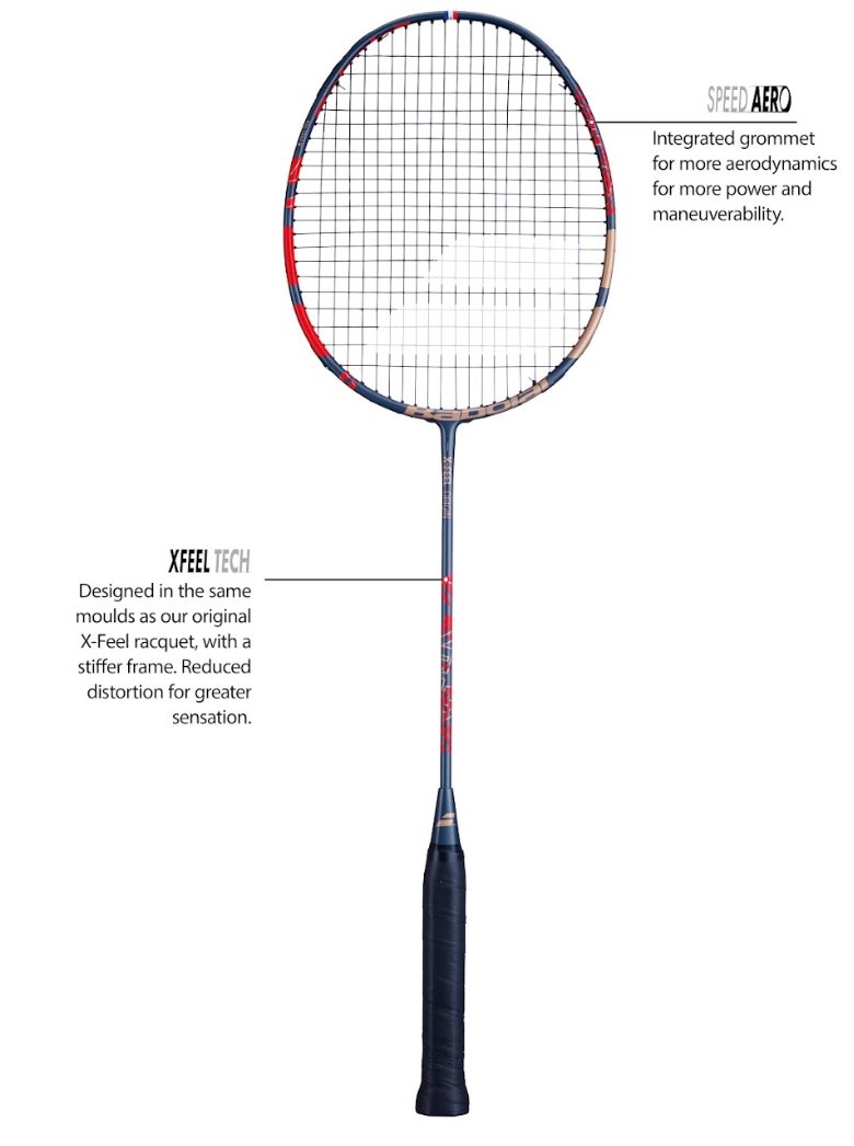 Babolat X-Feel Origin 601450 Badminton Racket (Strung) Red Grey 3UG2 Badminton Rackets Babolat