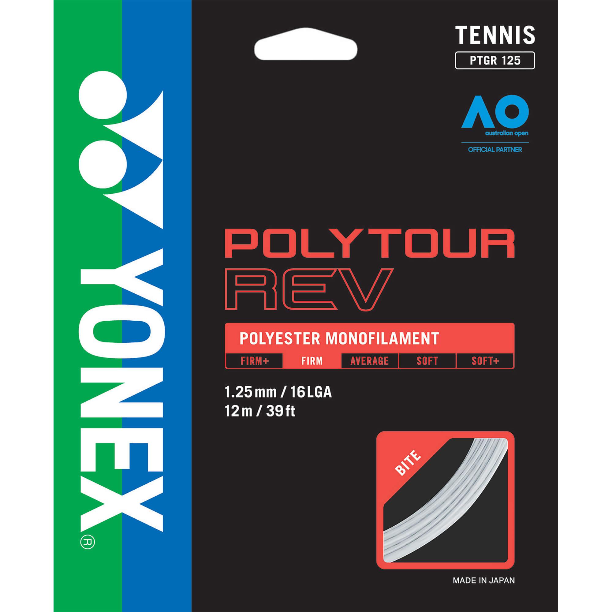 Yonex Polytour Rev 1.25mm 12m Pack Tennis String White 12m Set White String (Packs) Yonex