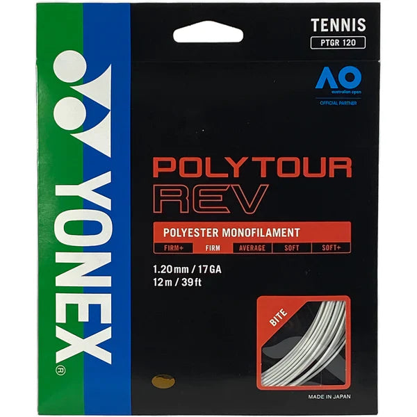 Yonex Polytour Rev 1.20mm 12m Pack Tennis String White 12m Set White String (Packs) Yonex