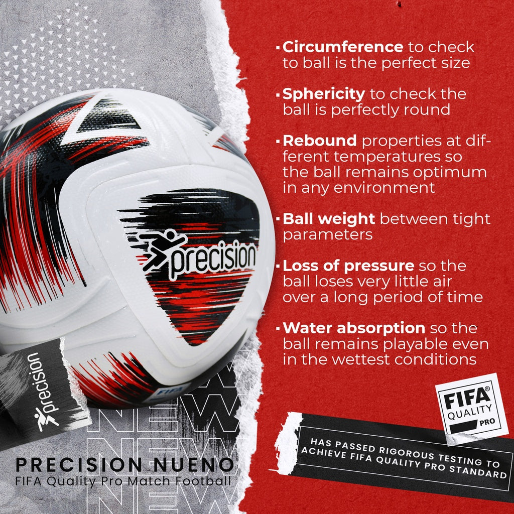 Precision Nueno FIFA Pro Match Ball, White/Black/Red, detail view