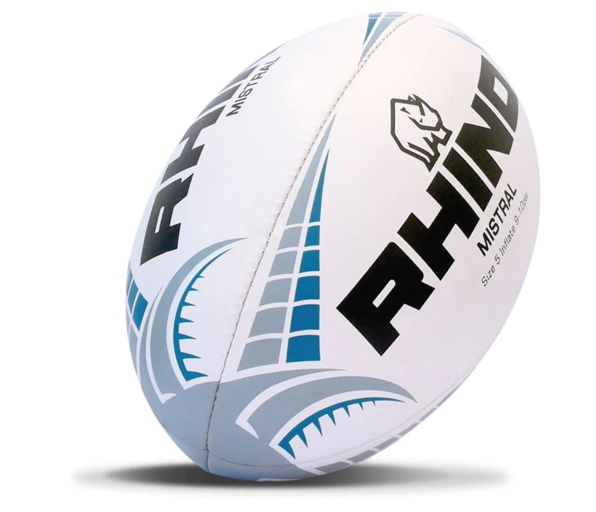 Rhino Mistral No Grip Training Rugby Ball WHITE
