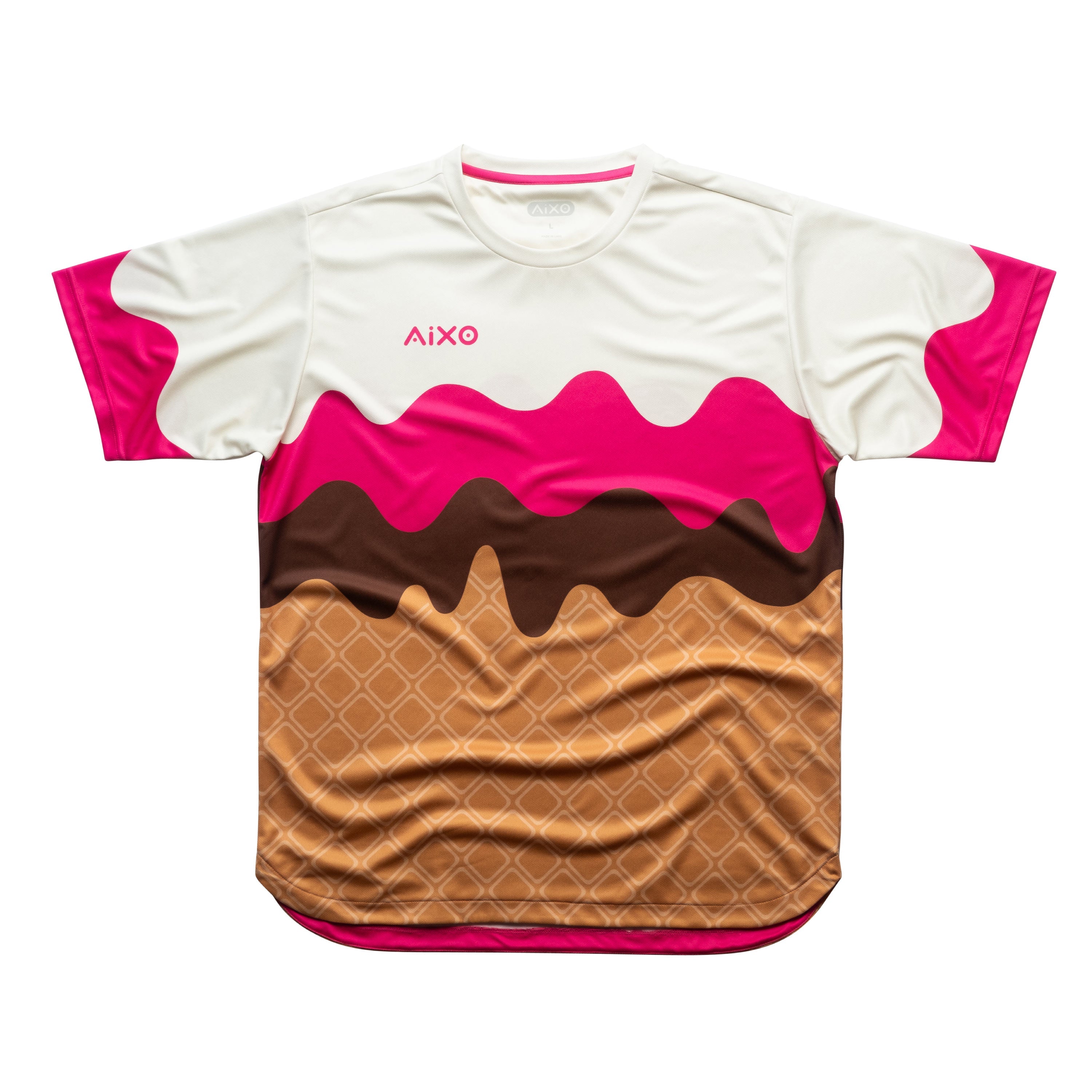 Aixo Sundae Mens T Shirt Vanilla Raspberry Chocolate Ivory T Shirt Aixo