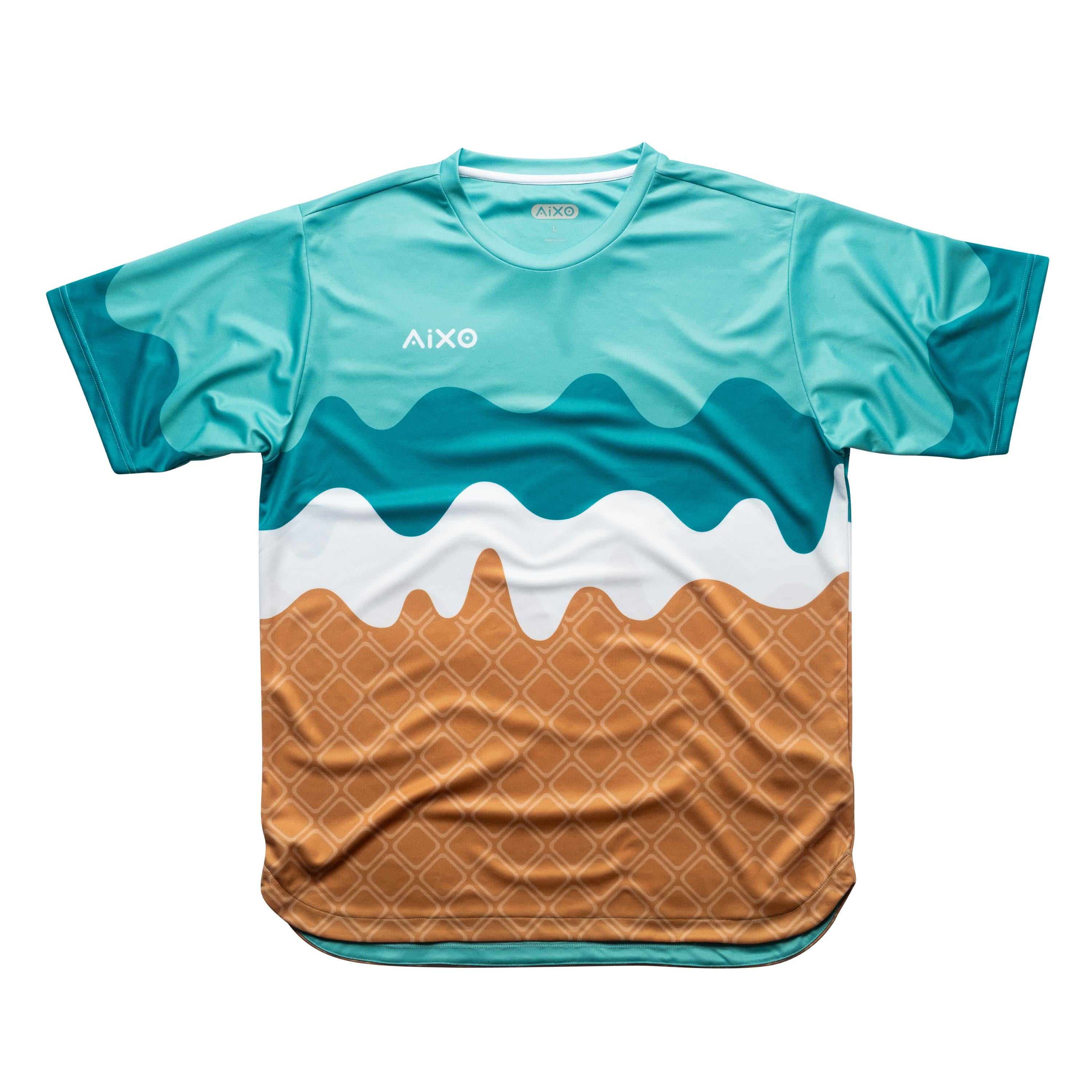 Aixo Sundae Mens T Shirt Vanilla Raspberry Chocolate Teal T Shirt Aixo
