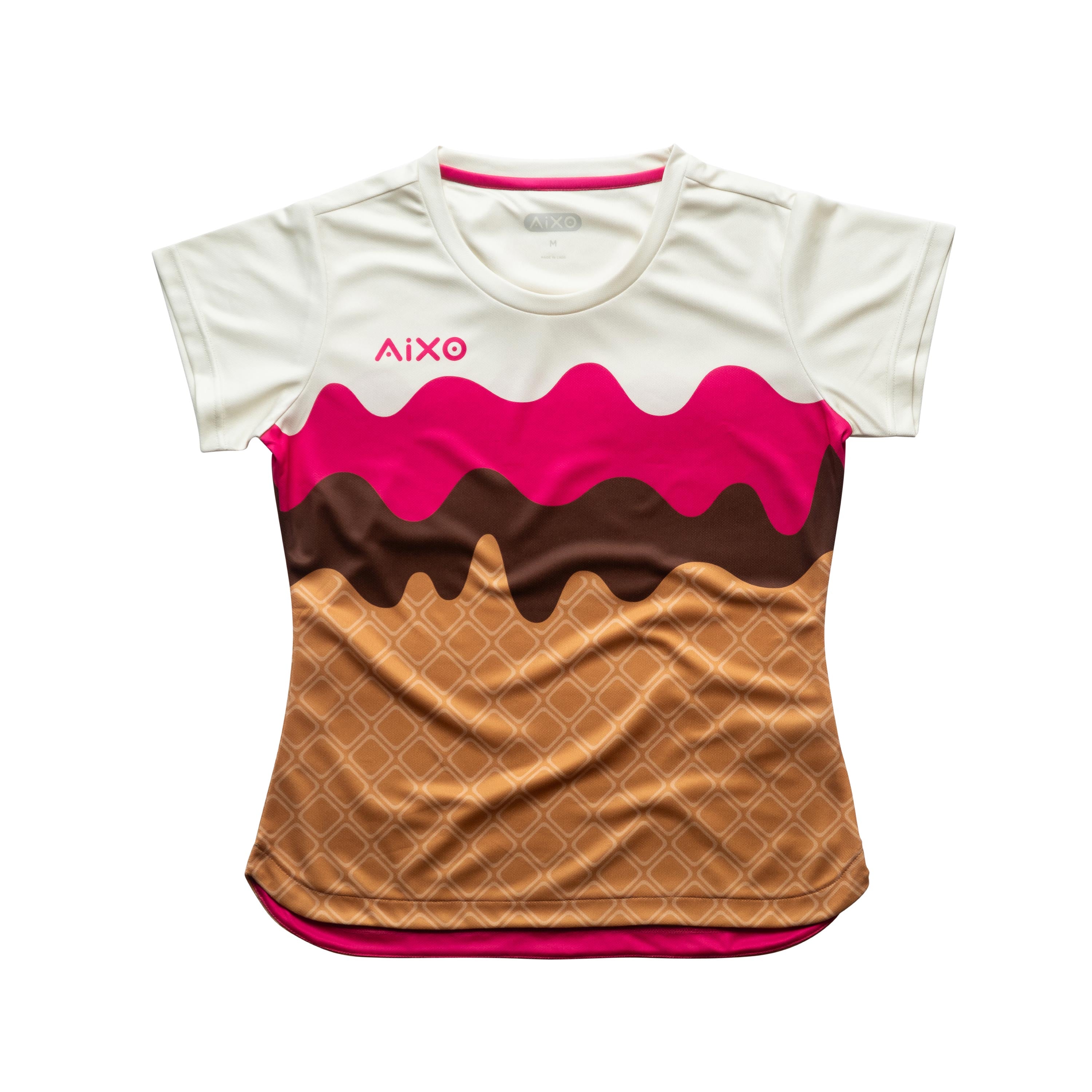 Aixo Sundae Womens T Shirt Vanilla Raspberry Chocolate Ivory T Shirt Aixo