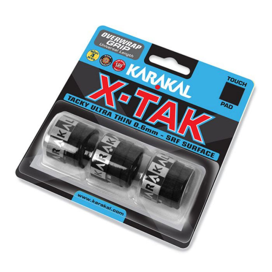 Karakal X-Tak Overgrips (3 Pieces), Black, back view
