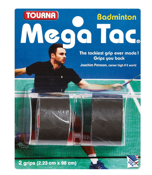 Tourna Mega Tac Overgrips (2 Pieces) Black 2 Pieces Overgrips Tourna