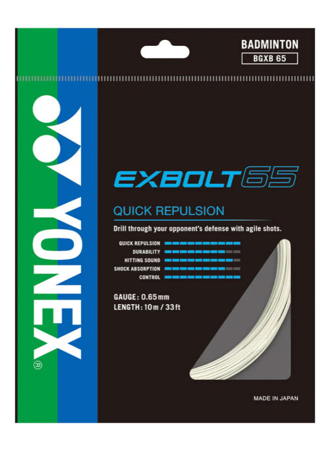 Yonex Exbolt 65 Badminton String (10m Set) White WHITE 10m Set String (Packs) Yonex