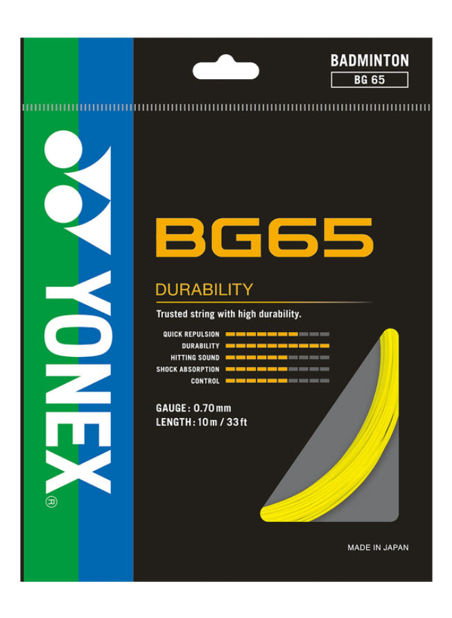 Yonex BG65 Badminton String (10m Set) White String (Packs) Yonex