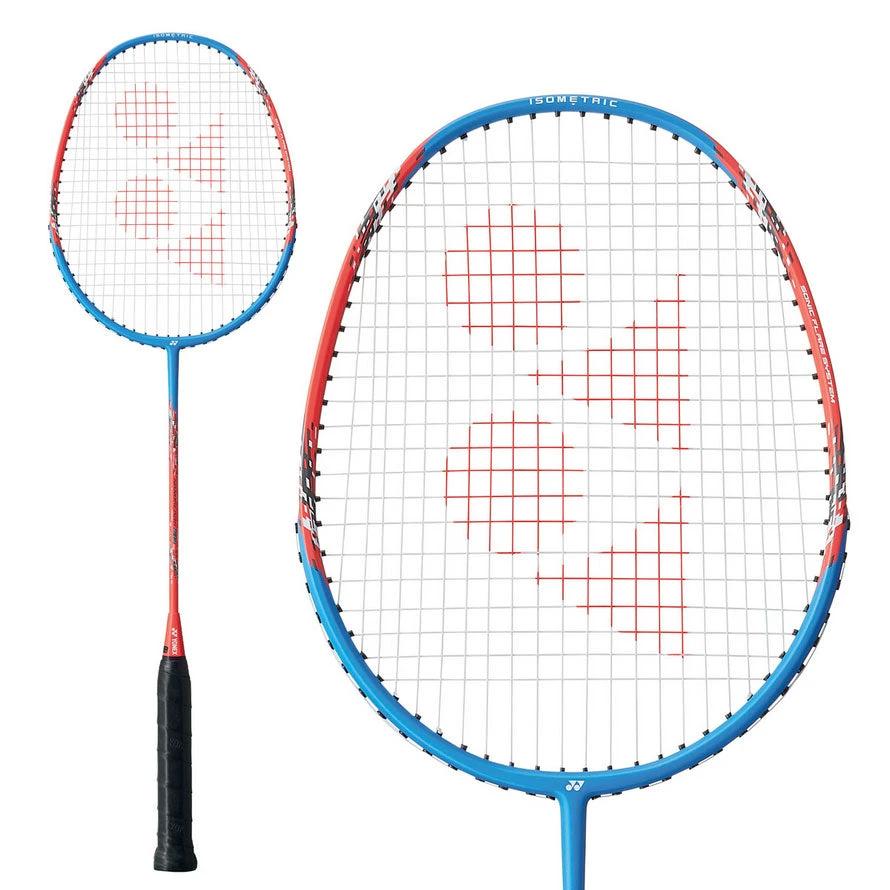 Yonex Nanoflare E13 Badminton Racket, Blue/Red, packaging view