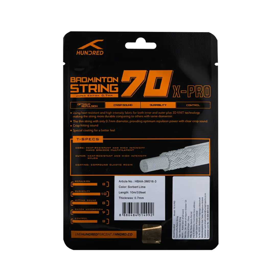 Hundred 70 X Pro Badminton String HBAA-3M016-3 String (Packs) Hundred
