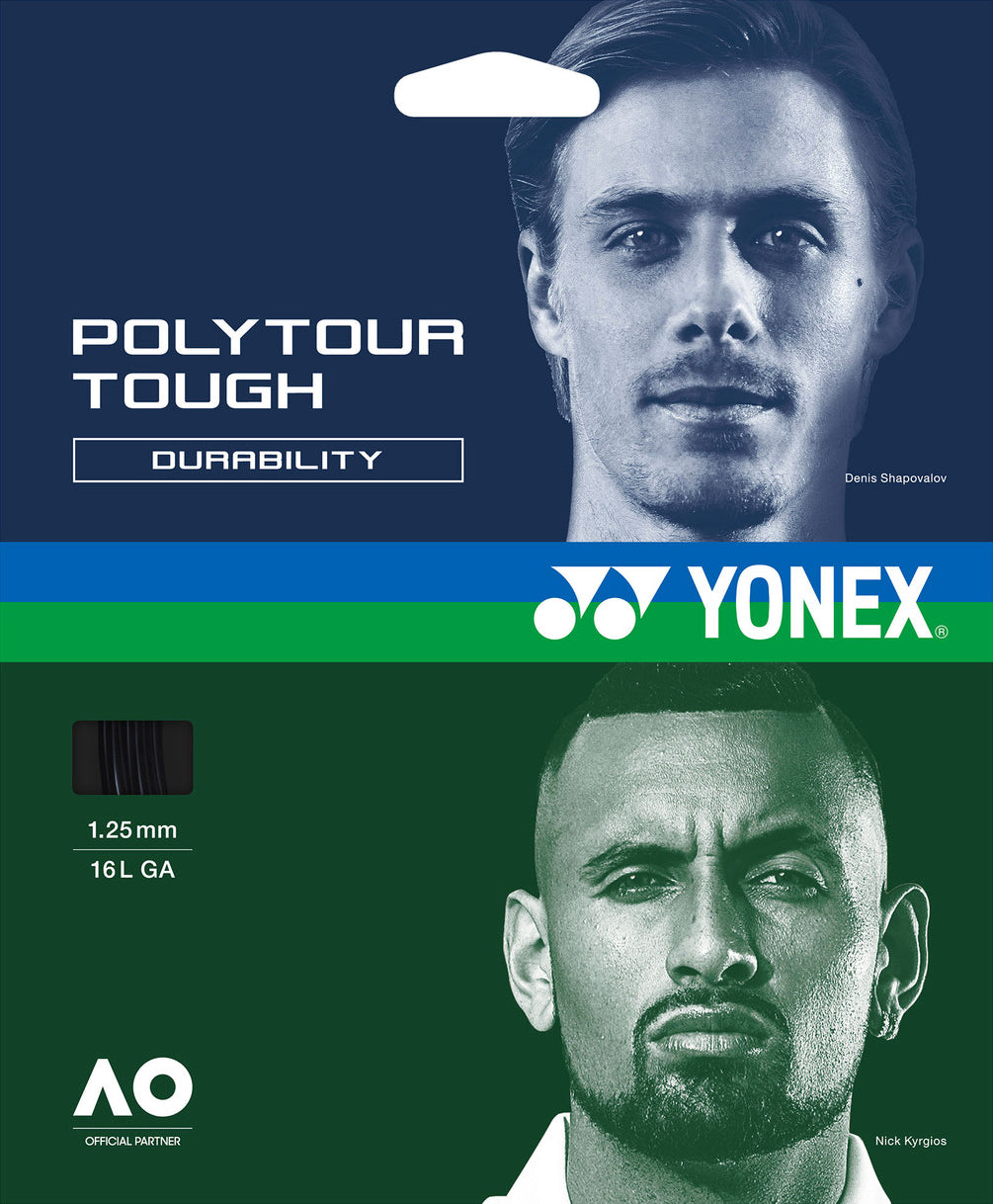 Yonex Polytour Tough 1.25mm 12m Set 12m Set BLACK String (Packs) Yonex
