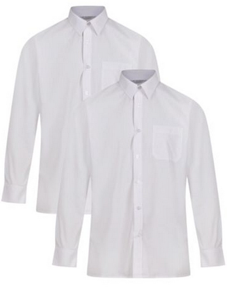 Trutex Boys' 2 Pack Long Sleeve Non-Iron School Shirts