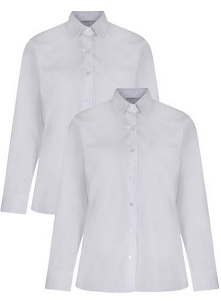 Trutex Girls' 2 Pack Long Sleeve Non-Iron School Blouse